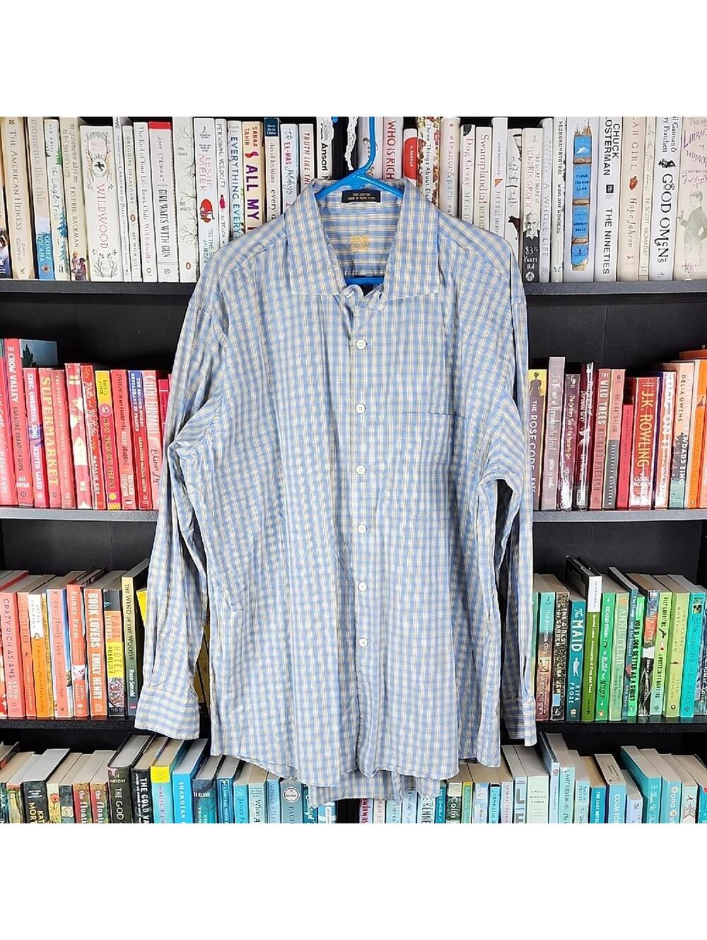 Classic Blue and White Checkered Men's Shirt XMI